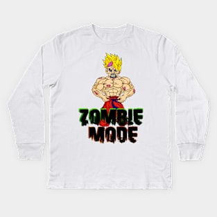 Zombie Goku with Black writing Kids Long Sleeve T-Shirt